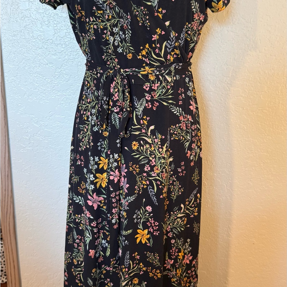 Rachel Zoe Black Floral Midi Dress